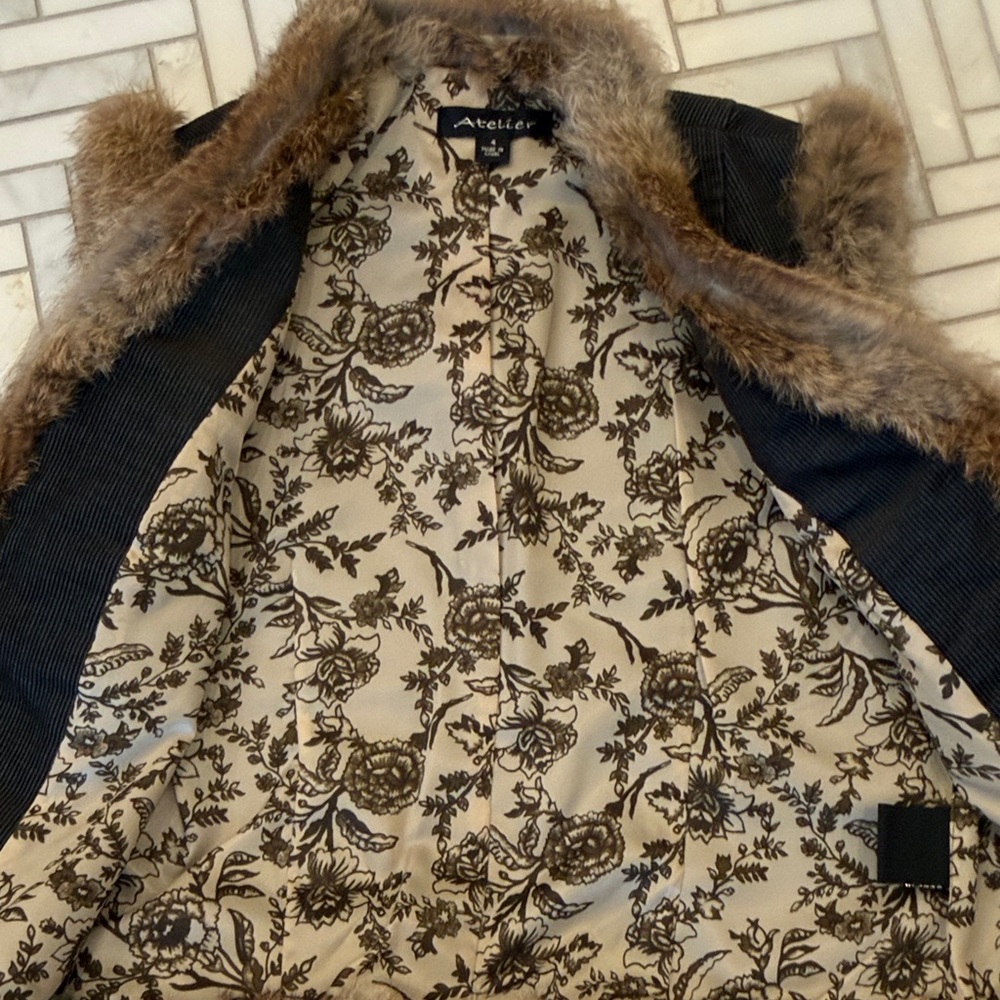 Corduroy Vest with Rabbit Fur Trim – Fully Lined - Picture 4 of 9